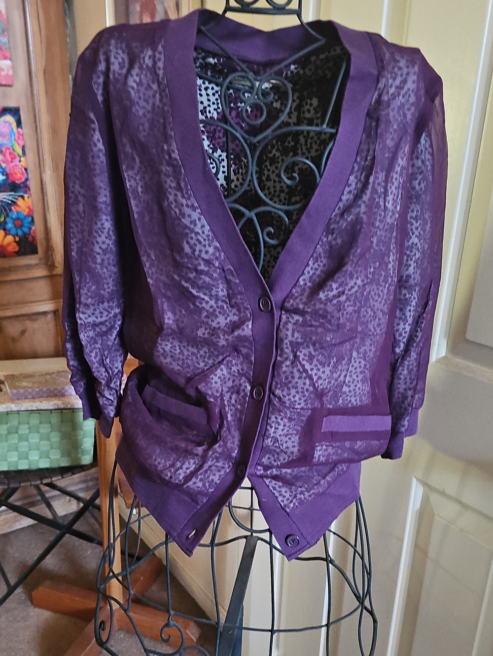 Pins & Needles Purple Satin-Trim Cardigan Blazer